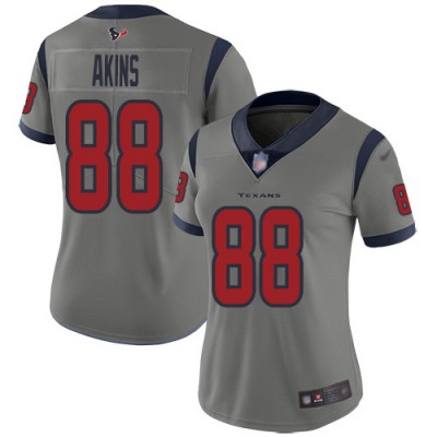 Nike Houston Texans #88 Jordan Akins Gray Women's Stitched NFL Limited Inverted Legend Jersey